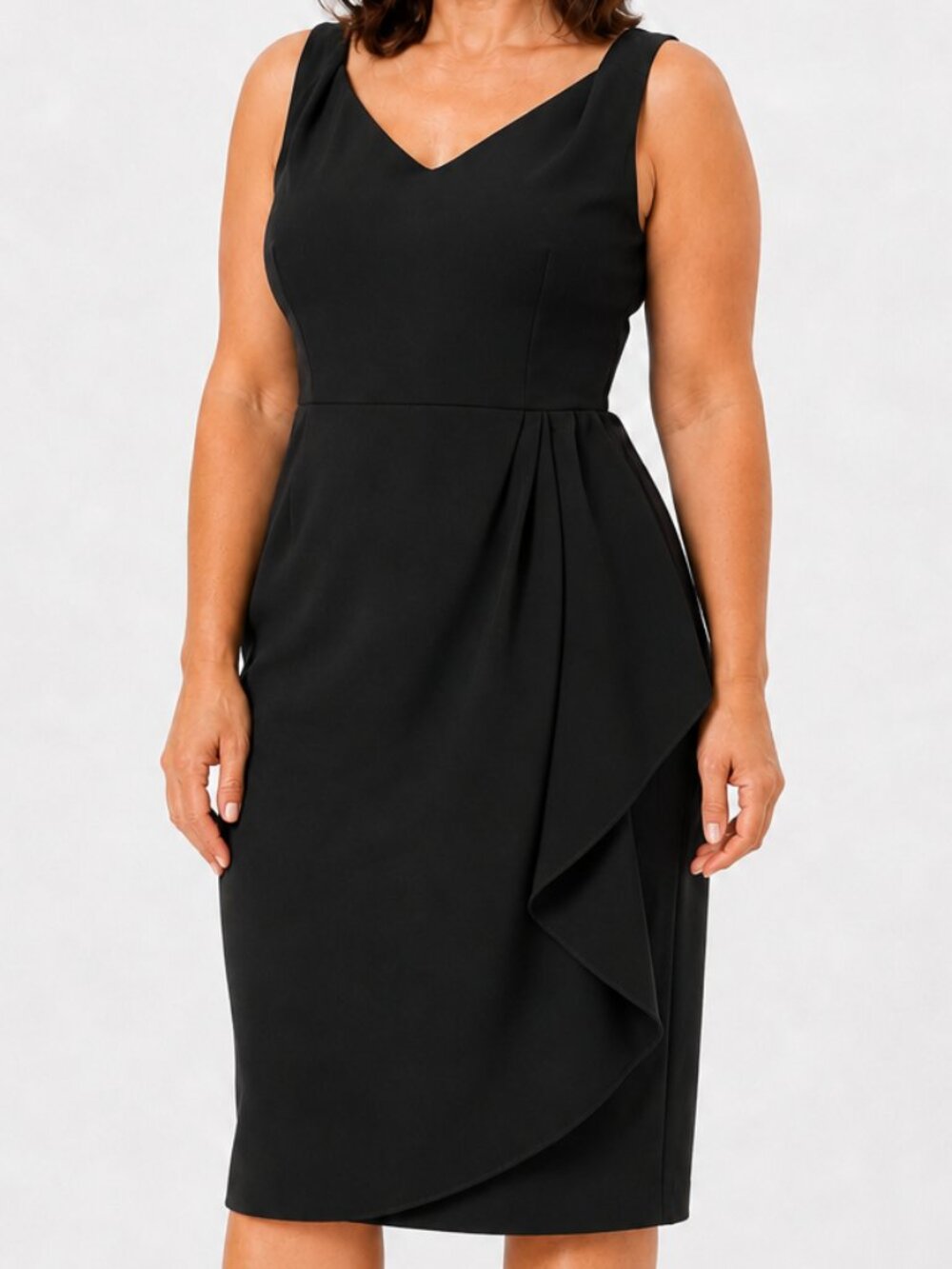 Lafayette 148 Black Side Cascade Ruffle Sheath Cocktail Dress Size 12